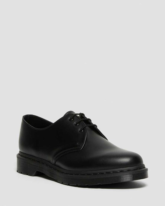 Black Smooth Leather Men's Dr Martens 1461 Mono Smooth Leather Oxford Shoes | VRZ-704513