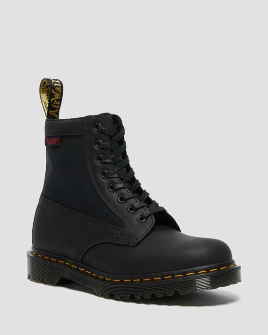 Black Dockyard Women's Dr Martens 1460 Panel Made in England Leather Lace Up Boots | YMR-560192