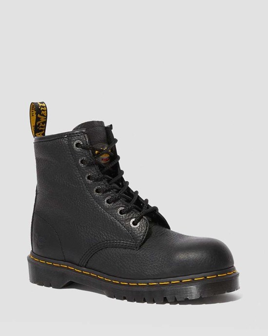 Black Industrial Bear Women's Dr Martens Icon 7B10 Leather Steel Toe Work Lace Up Boots | LZW-507184
