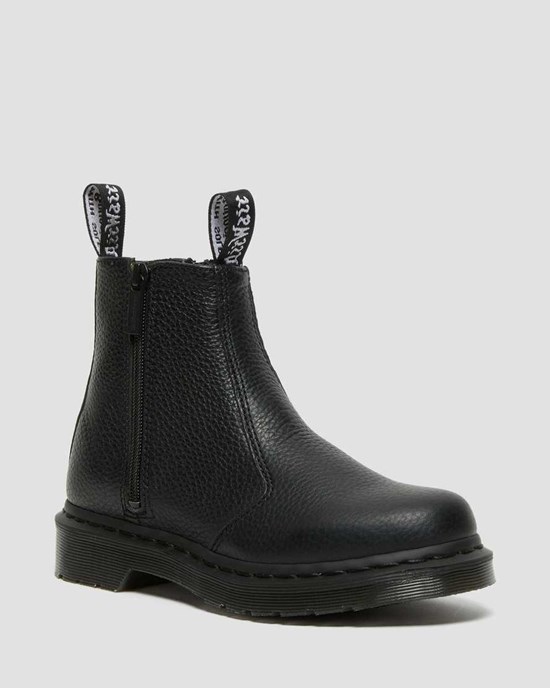 Black Milled Nappa Leather Women's Dr Martens 2976 Leather Zipper Chelsea Boots | AGQ-578239