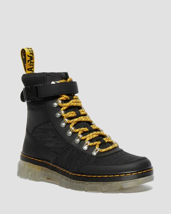 Black Onice Soft Women's Dr Martens Combs Tech Coated Canvas Mix Lace Up Boots | SON-052469