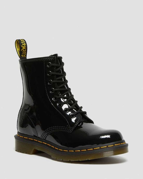 Black Patent Lamper Women's Dr Martens 1460 Patent Leather Lace Up Boots | XBY-427165