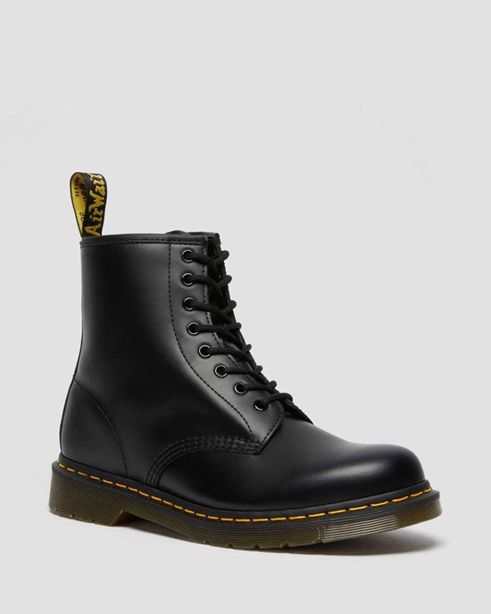 Black Smooth Leather Women's Dr Martens 1460 Smooth Leather Lace Up Boots | NZG-470163