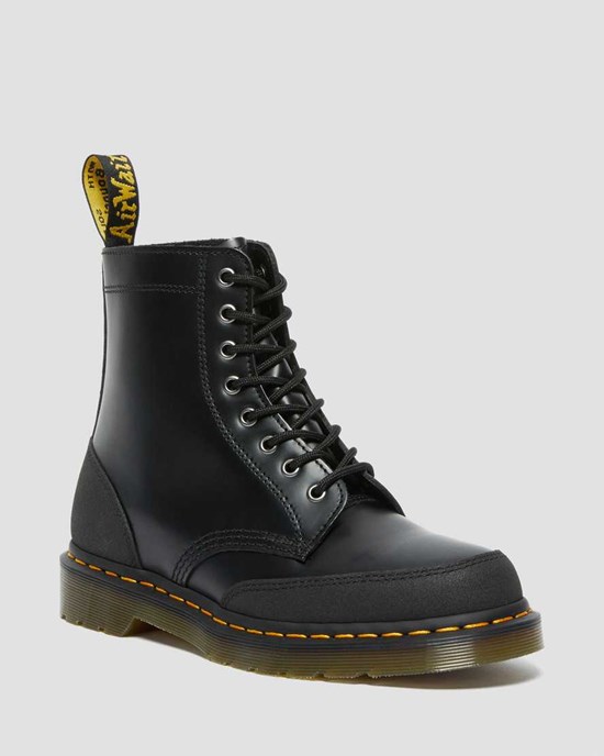 Black Smooth Women's Dr Martens 1460 Guard Panel Leather Lace Up Boots | ANY-793012
