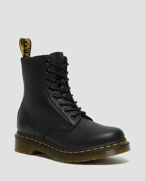 Black Virginia Women's Dr Martens 1460 Pascal Virginia Leather Lace Up Boots | MJR-392580