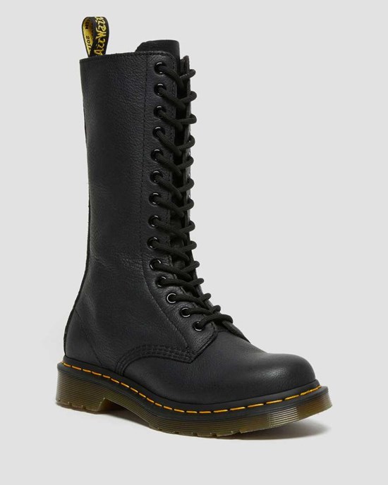 Black Virginia Women's Dr Martens 1B99 Virginia Leather Lace Up Boots | BXU-910456