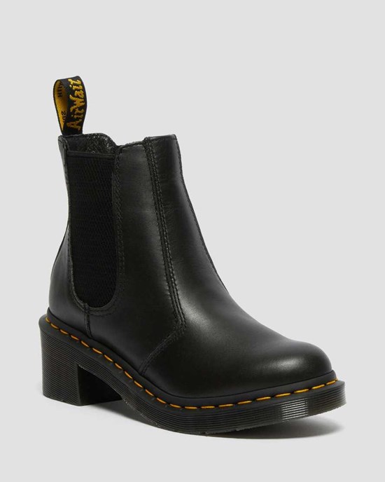 Black Wanama Women's Dr Martens Cadence Leather Heeled Chelsea Boots | THQ-075348