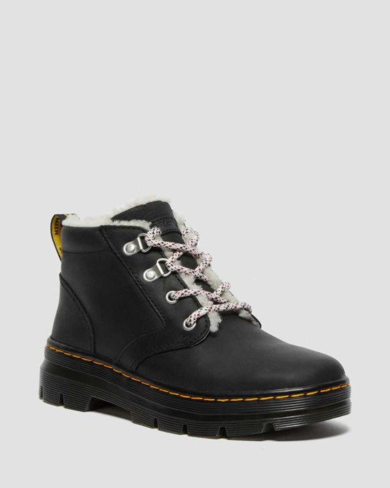 Black Wyoming Women's Dr Martens Bonny Faux Shearling Lined Lace Up Boots | QUZ-246903