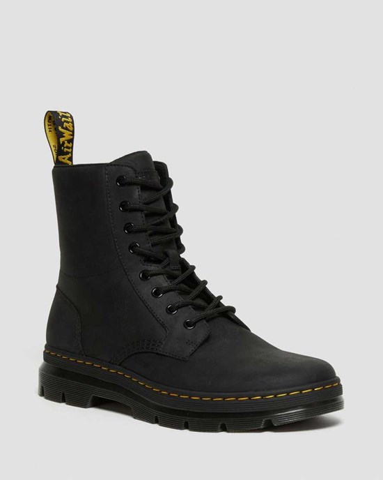 Black Wyoming Women's Dr Martens Combs Leather Lace Up Boots | TDX-140983