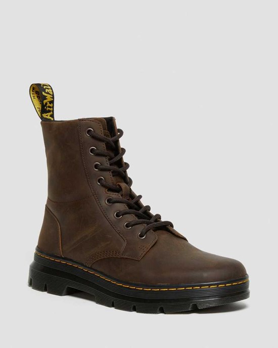 Brown Crazy Horse Leather Women's Dr Martens Combs Crazy Horse Leather Lace Up Boots | JAV-426058