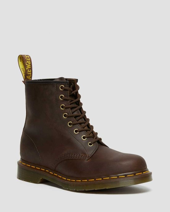 Brown Crazy Horse Leather Women's Dr Martens 1460 Crazy Horse Leather Lace Up Boots | QUC-468052