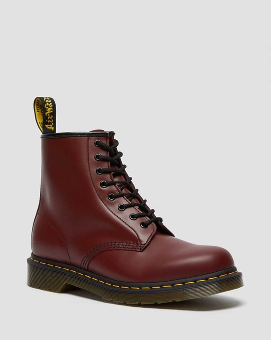 Cherry Red Smooth Leather Women's Dr Martens 1460 Smooth Leather Lace Up Boots | QAK-046921