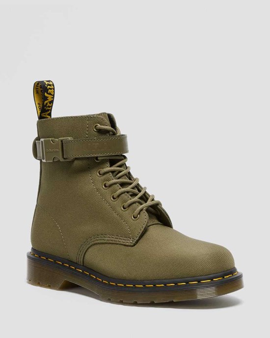 Dms Olive Extra Tough Nylon Women's Dr Martens 1460 Futura Olive Strap Lace Up Boots | RBU-532967