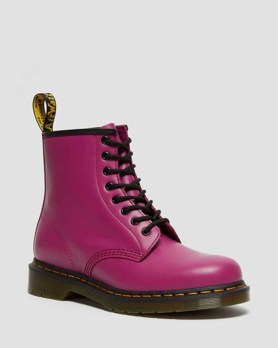 Pink Smooth Leather Women's Dr Martens 1460 Smooth Leather Lace Up Boots | KQC-457093