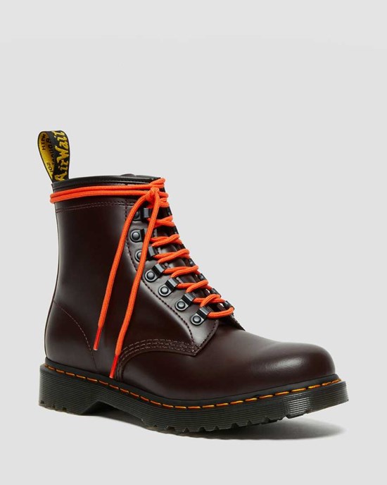 Red Smooth Leather Women's Dr Martens 1460 Ben Smooth Leather Lace Up Boots | ENL-031957