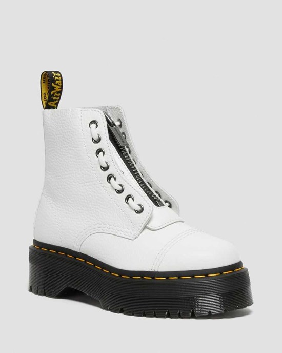White Milled Nappa Leather Women's Dr Martens Sinclair Milled Nappa Leather Lace Up Boots | LKOGUEF-37