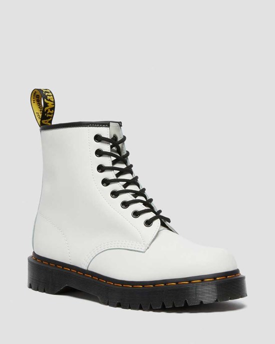 White Smooth Leather Women's Dr Martens 1460 Bex Smooth Leather Lace Up Boots | KMQ-679245