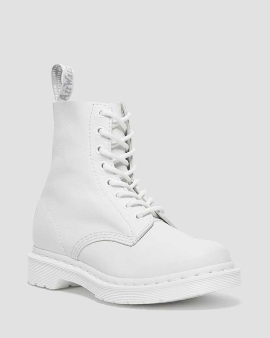 White Virginia Women's Dr Martens 1460 Pascal Mono Lace Up Boots | CNR-169580