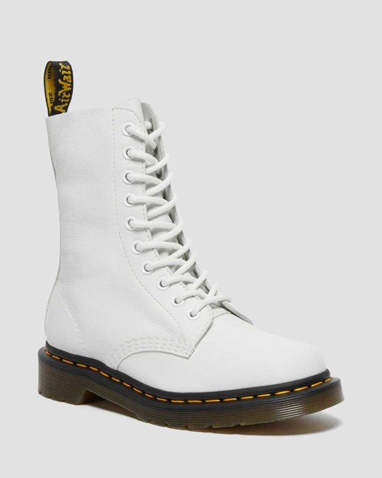 White Virginia Women's Dr Martens 1490 Virginia Leather Lace Up Boots | JTX-381650