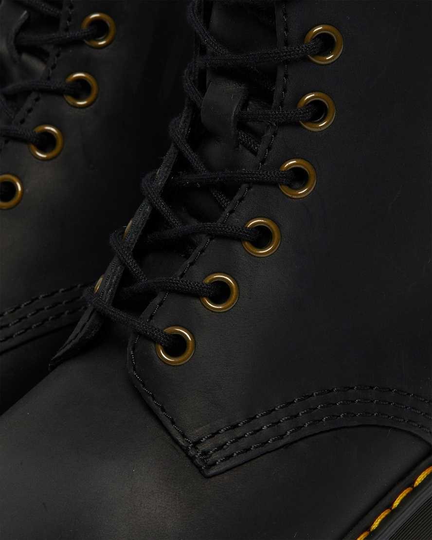 Black Burnished Wyoming Women's Dr Martens Shriver Hi Wyoming Leather Heeled Lace Up Boots | YWUHILA-71