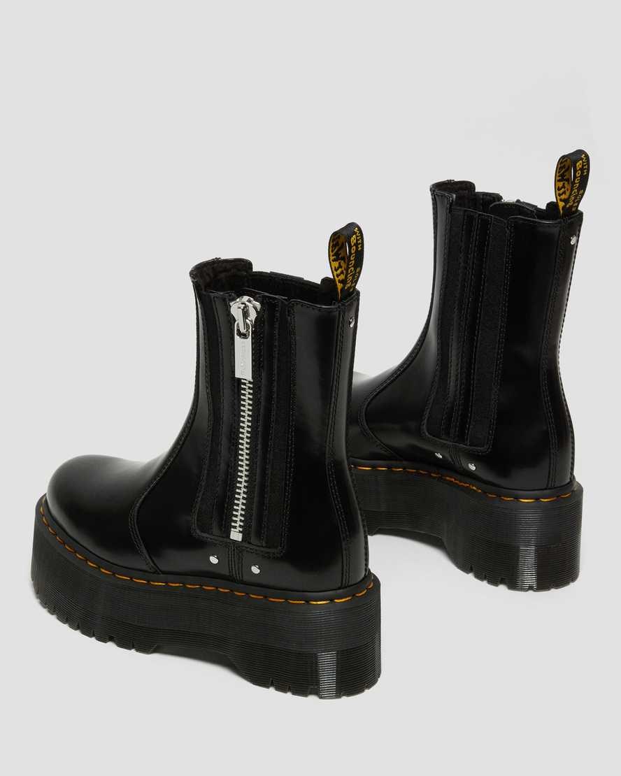 Black Buttero Leather Women's Dr Martens 2976 Max Leather Platform Chelsea Boots | LKT-130578