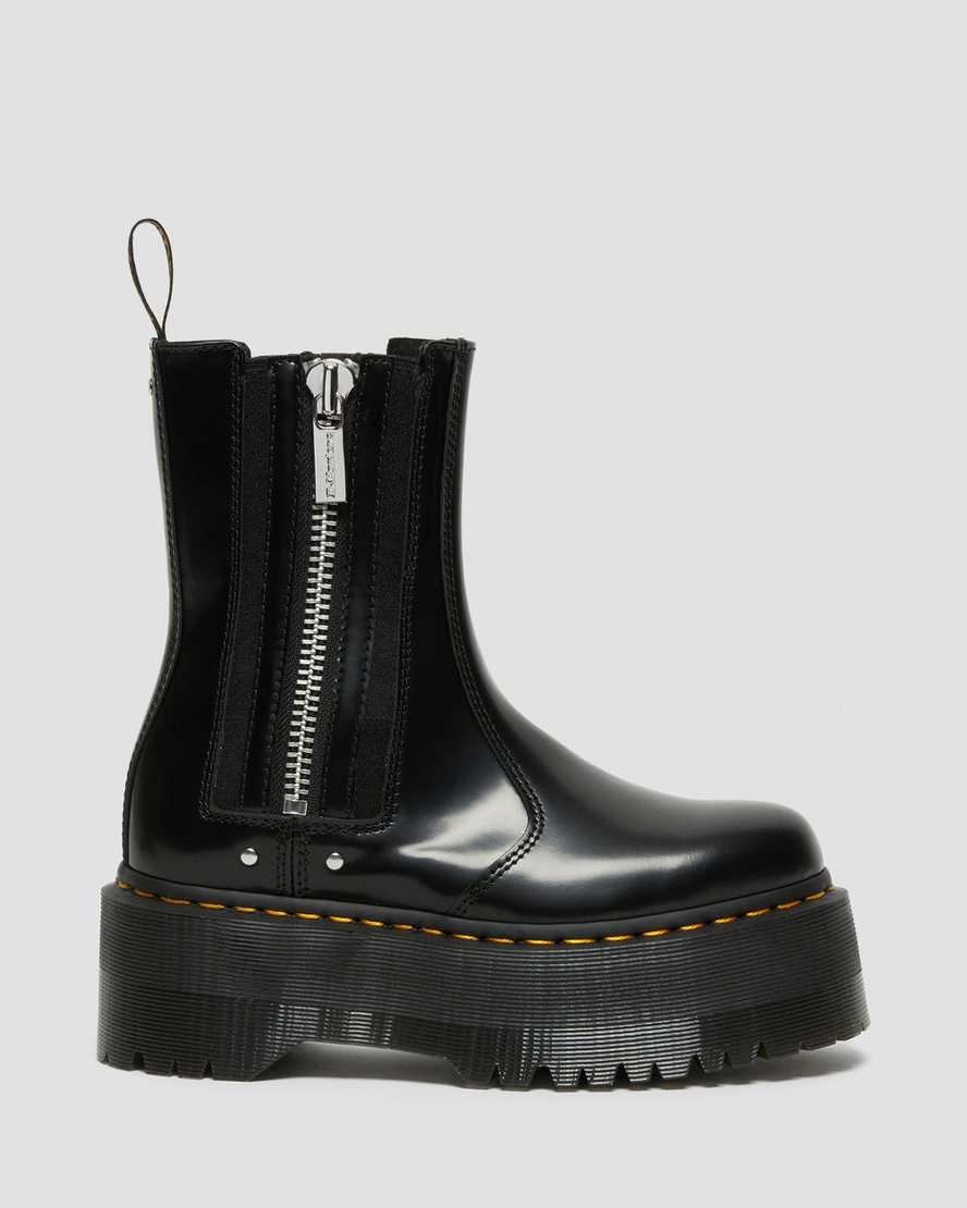 Black Buttero Leather Women's Dr Martens 2976 Max Leather Platform Chelsea Boots | LKT-130578