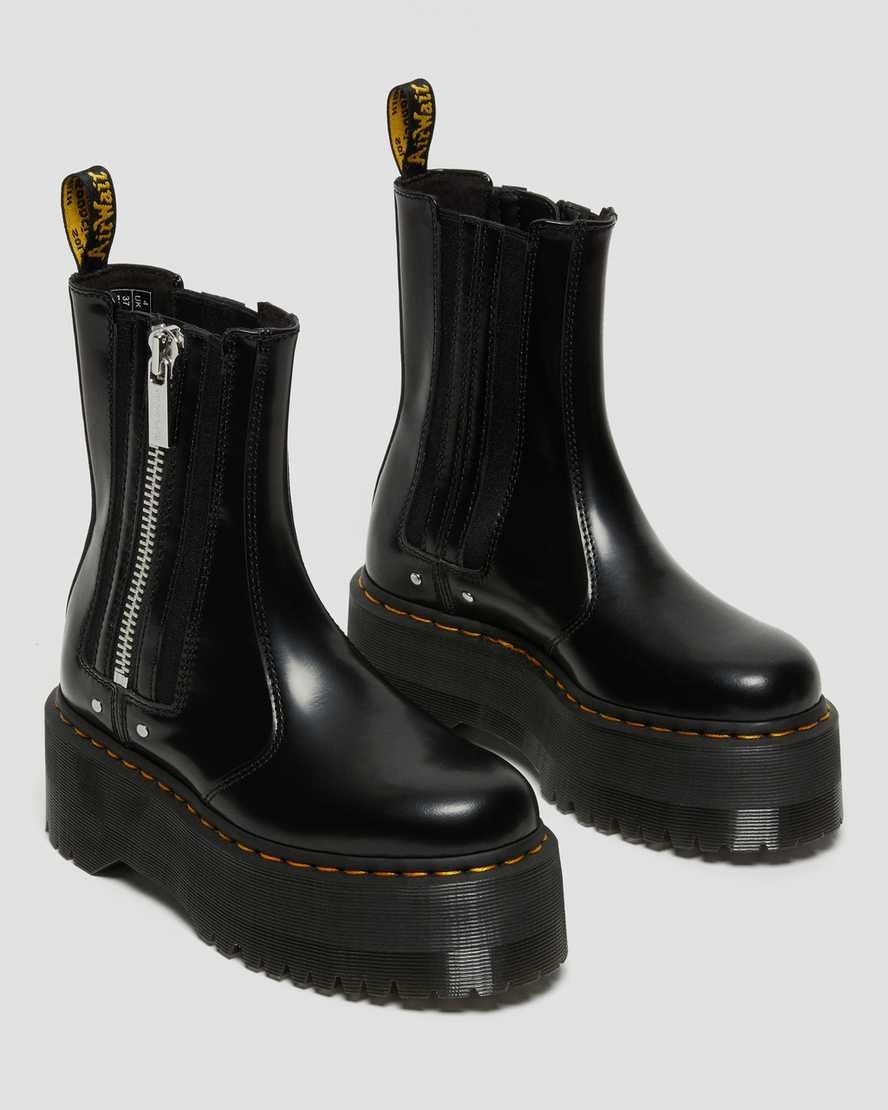 Black Buttero Leather Women's Dr Martens 2976 Max Leather Platform Chelsea Boots | LKT-130578