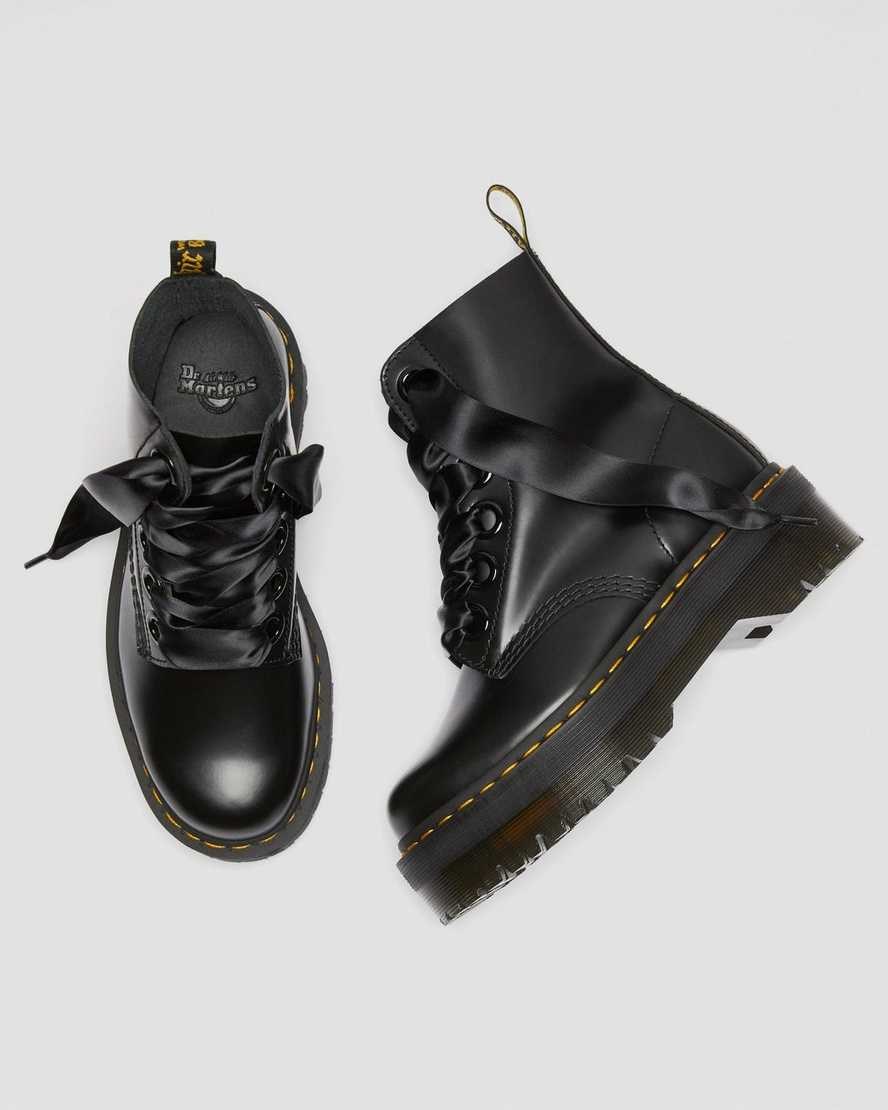 Black Buttero Leather Women's Dr Martens Molly Leather Lace Up Boots | ZQBUPED-39