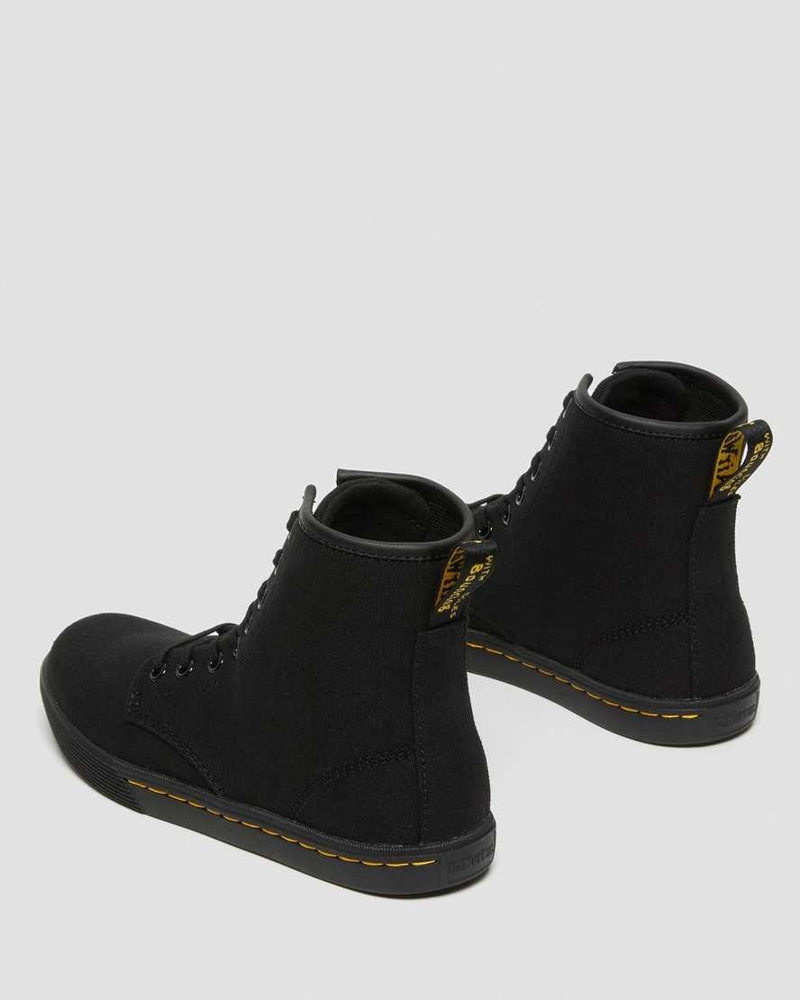 Black Canvas Women's Dr Martens Sheridan Canvas Lace Up Boots | DPHYEXJ-19