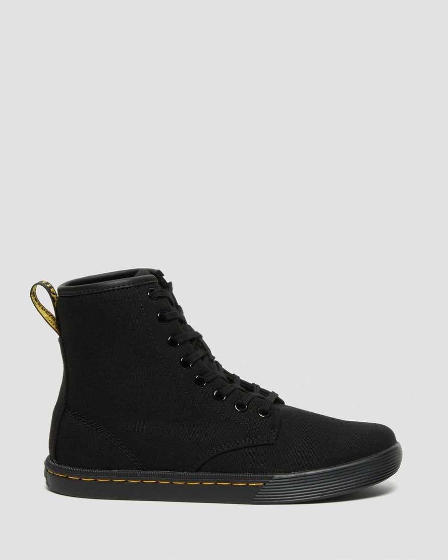 Black Canvas Women's Dr Martens Sheridan Canvas Lace Up Boots | DPHYEXJ-19