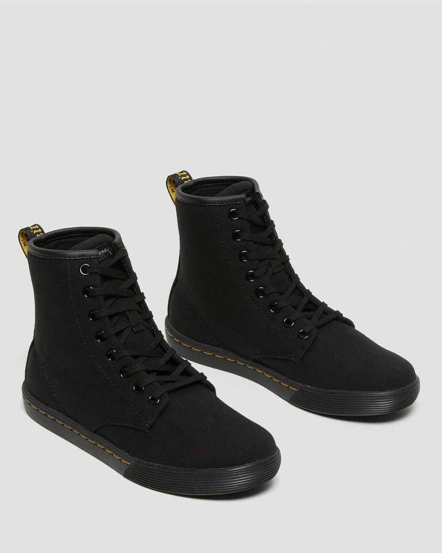 Black Canvas Women's Dr Martens Sheridan Canvas Lace Up Boots | DPHYEXJ-19