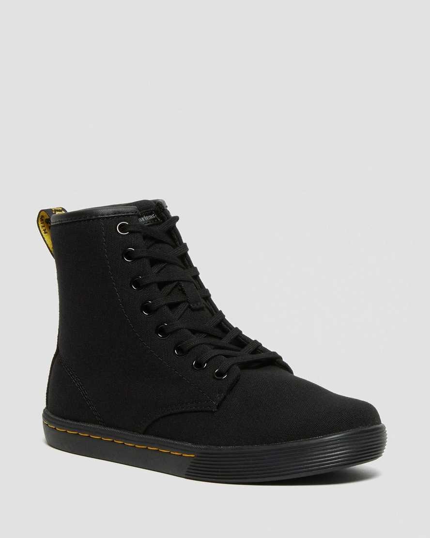 Black Canvas Women\'s Dr Martens Sheridan Canvas Lace Up Boots | DPHYEXJ-19