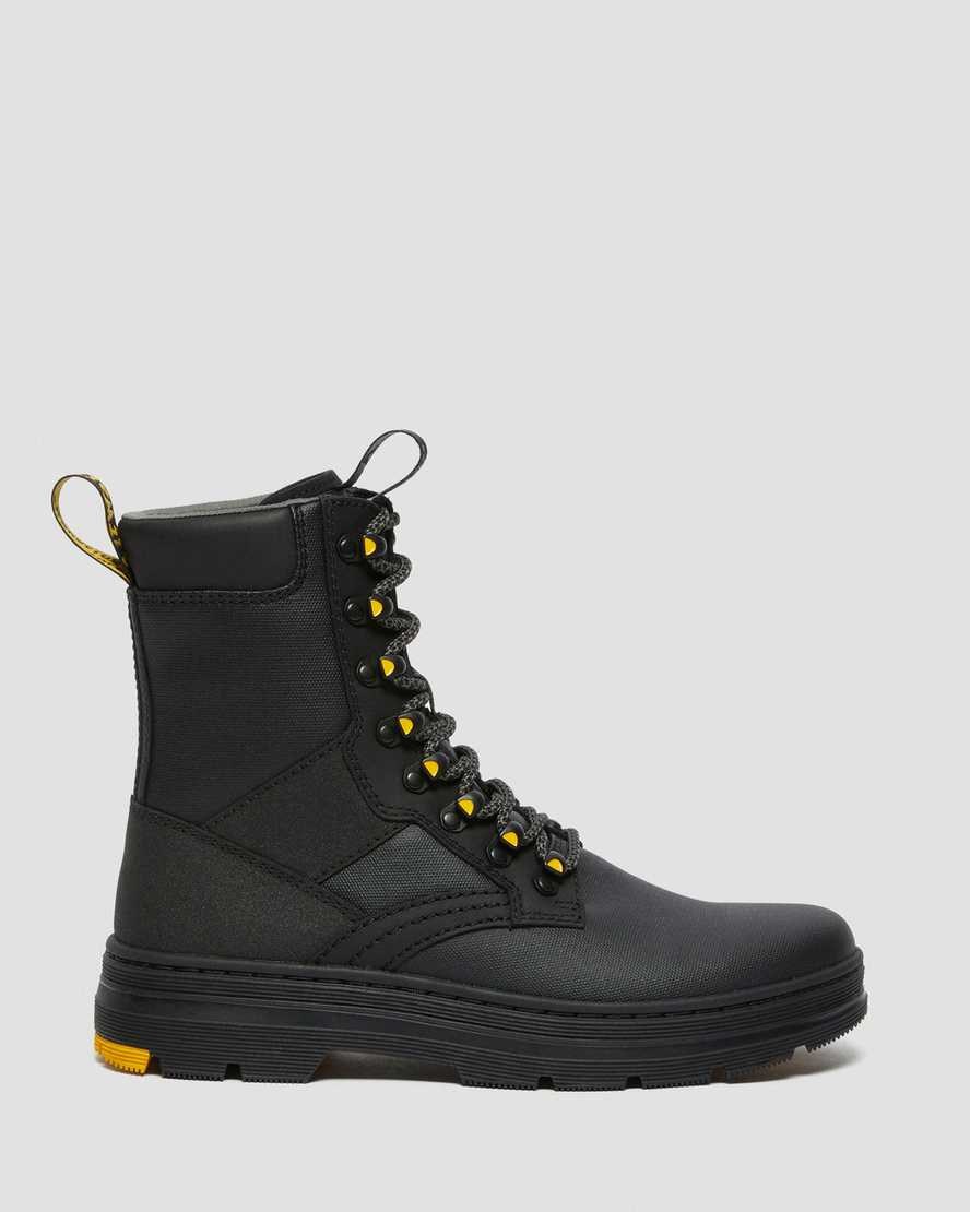 Black Coated Canvas Women's Dr Martens Iowa Coated Canvas Mix Lace Up Boots | OEN-690743