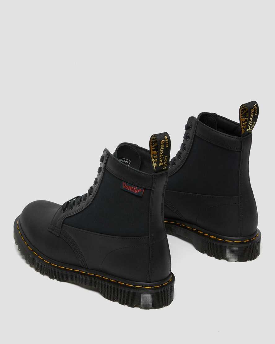 Black Dockyard Women's Dr Martens 1460 Panel Made in England Leather Lace Up Boots | YMR-560192