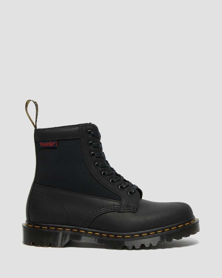 Black Dockyard Women's Dr Martens 1460 Panel Made in England Leather Lace Up Boots | YMR-560192