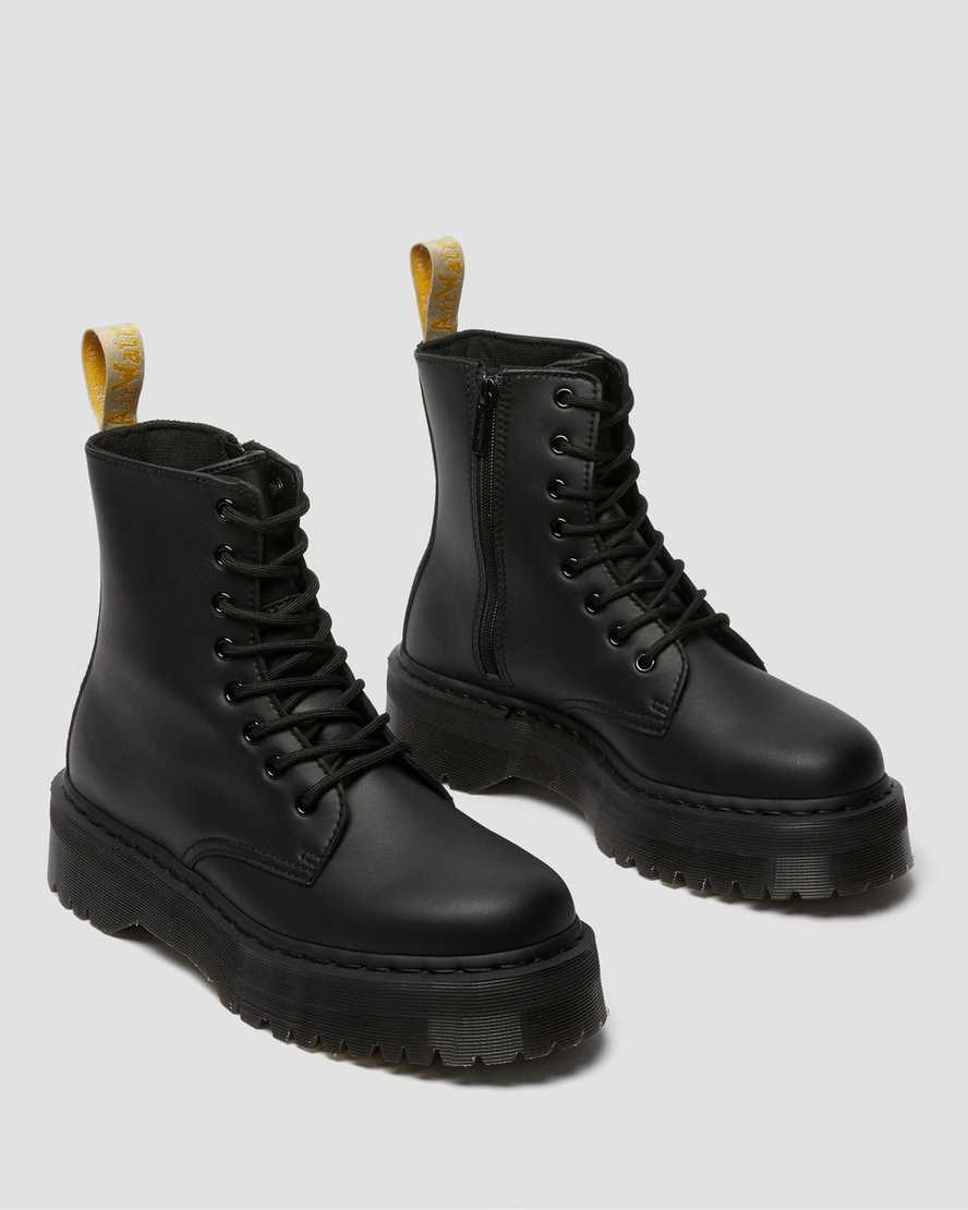 Black Felix Rub Off Women's Dr Martens Vegan Jadon II Mono Lace Up Boots | KOQUHZC-30