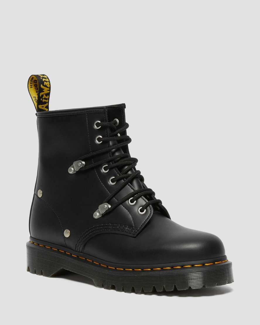 Black Fine Haircell Women\'s Dr Martens 1460 Bex Stud Leather Lace Up Boots | NZY-638472