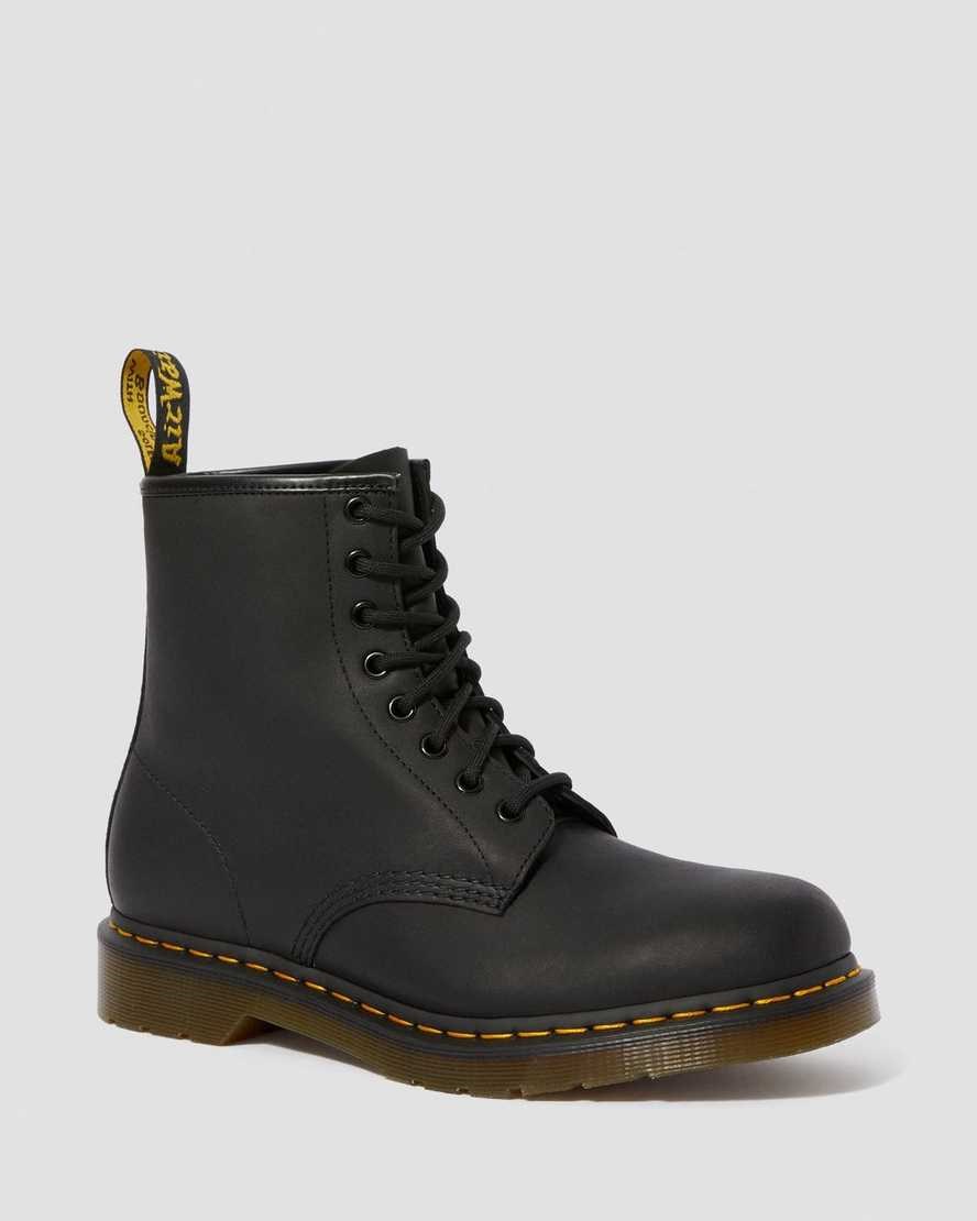 Black Greasy Leather Women\'s Dr Martens 1460 Greasy Leather Lace Up Boots | ZNI-267831