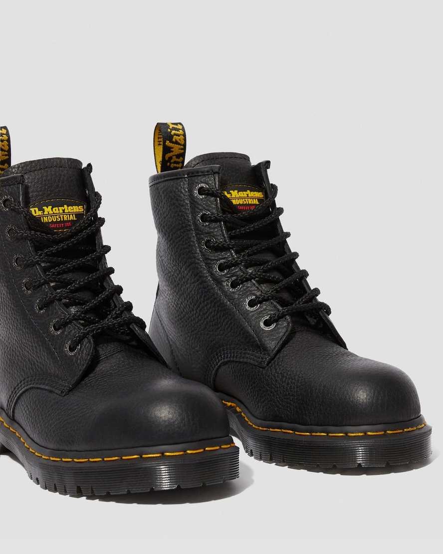 Black Industrial Bear Women's Dr Martens Icon 7B10 Leather Steel Toe Work Lace Up Boots | LZW-507184