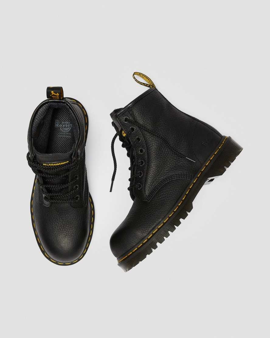 Black Industrial Bear Women's Dr Martens Icon 7B10 Leather Steel Toe Work Lace Up Boots | LZW-507184