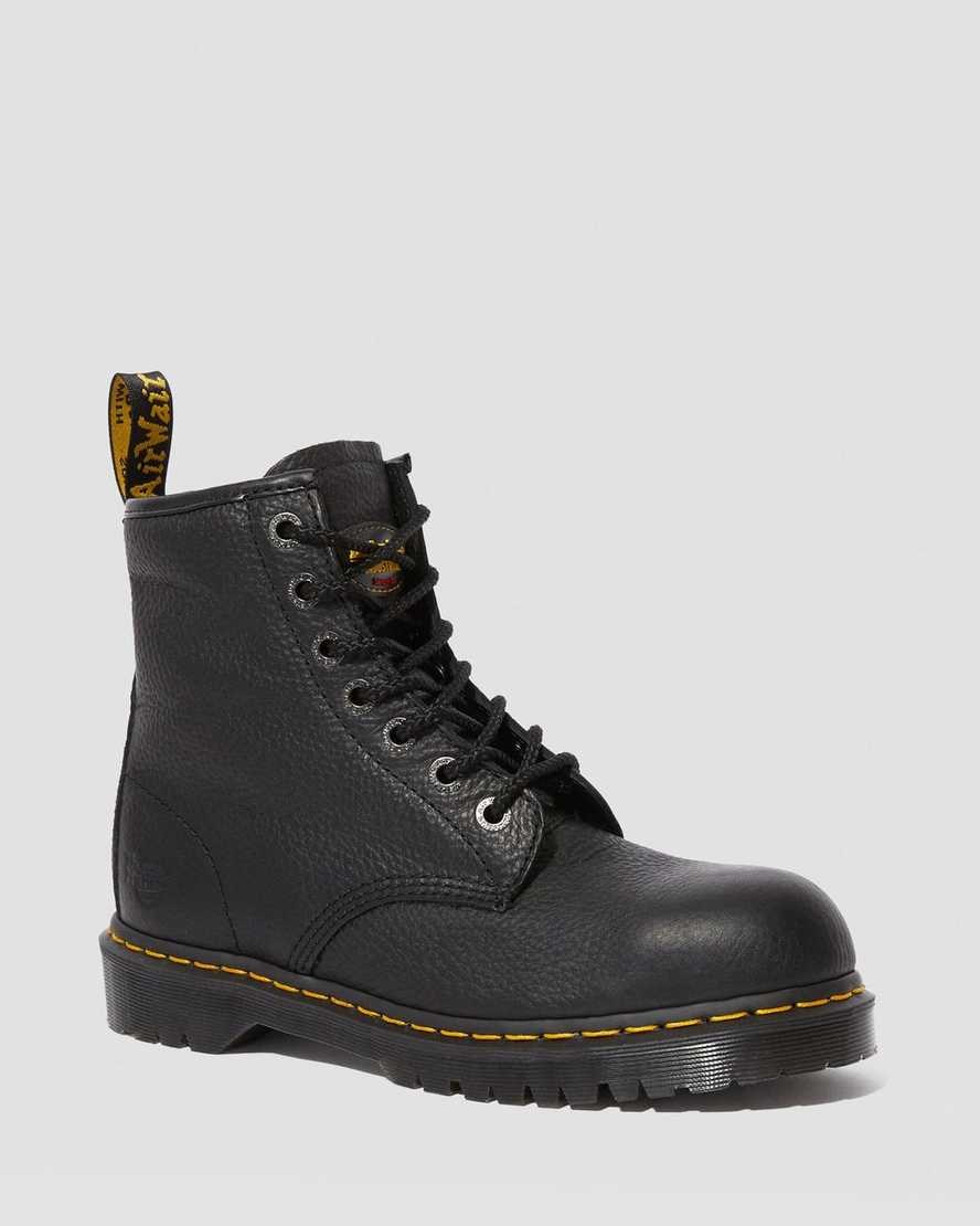 Black Industrial Bear Women\'s Dr Martens Icon 7B10 Leather Steel Toe Work Lace Up Boots | LZW-507184