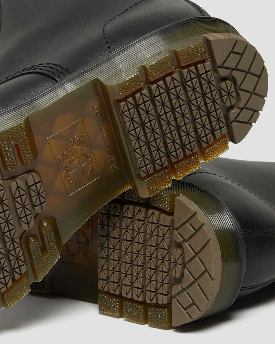 Black Industrial Full Grain Women's Dr Martens 1460 Slip Resistant Steel Toe Lace Up Boots | ZPC-460198
