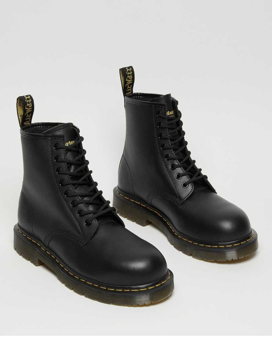 Black Industrial Full Grain Women's Dr Martens 1460 Slip Resistant Steel Toe Lace Up Boots | ZPC-460198