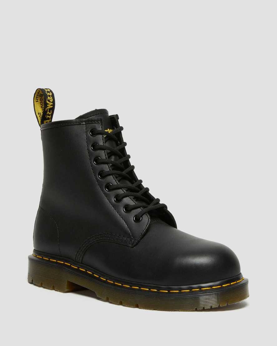 Black Industrial Full Grain Women\'s Dr Martens 1460 Slip Resistant Steel Toe Lace Up Boots | ZPC-460198
