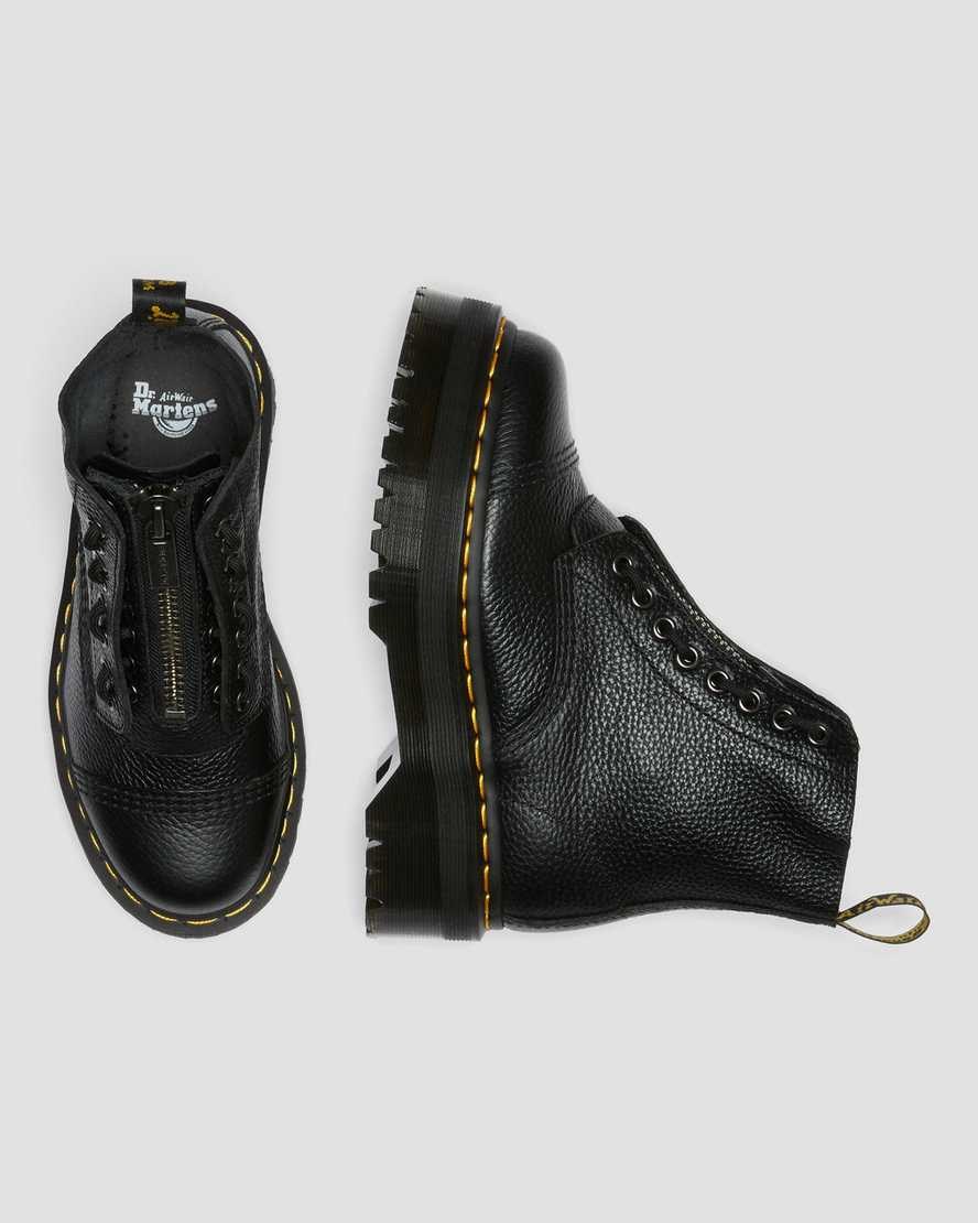 Black Milled Nappa Leather Women's Dr Martens Sinclair Milled Nappa Leather Lace Up Boots | XVCRDOP-71