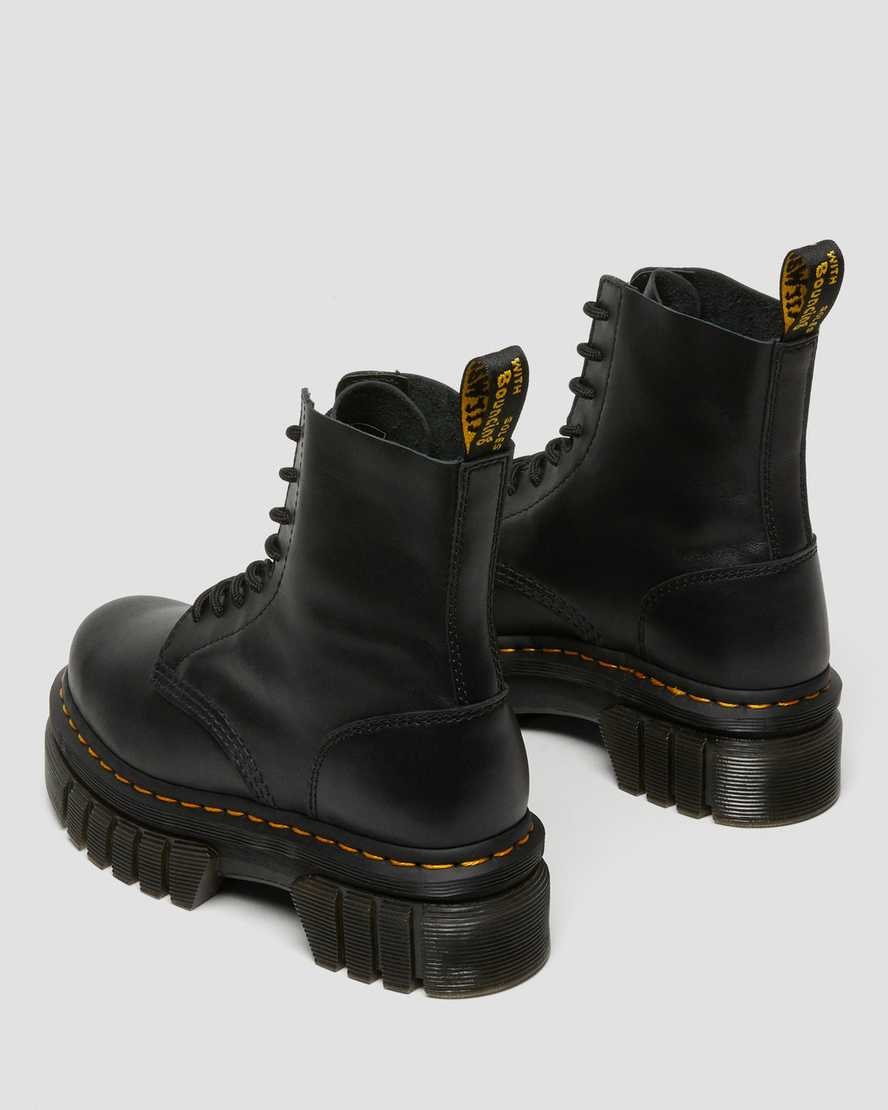 Black Nappa Lux Women's Dr Martens Audrick Nappa Leather Platform Lace Up Boots | SUY-863291