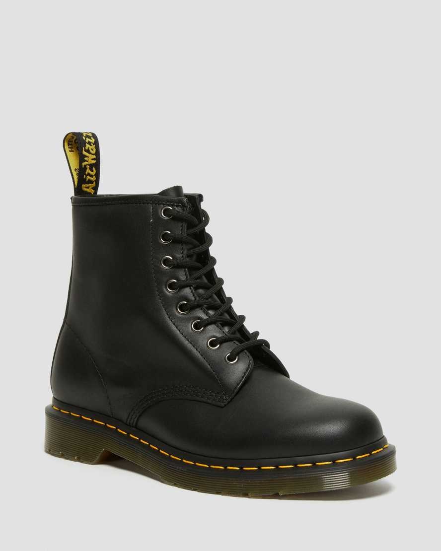 Black Nappa Women's Dr Martens 1460 Nappa Leather Lace Up Boots | WNH-134095