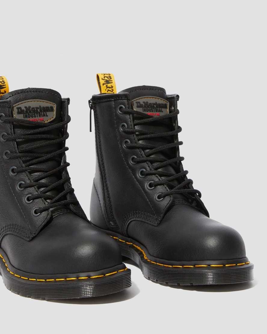 Black Newark Women's Dr Martens Maple Zip Newark Steel Toe Work Lace Up Boots | VGSZXIA-57