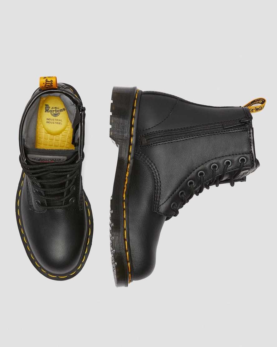 Black Newark Women's Dr Martens Maple Zip Newark Steel Toe Work Lace Up Boots | VGSZXIA-57