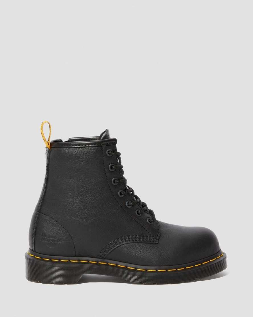 Black Newark Women's Dr Martens Maple Zip Newark Steel Toe Work Lace Up Boots | VGSZXIA-57